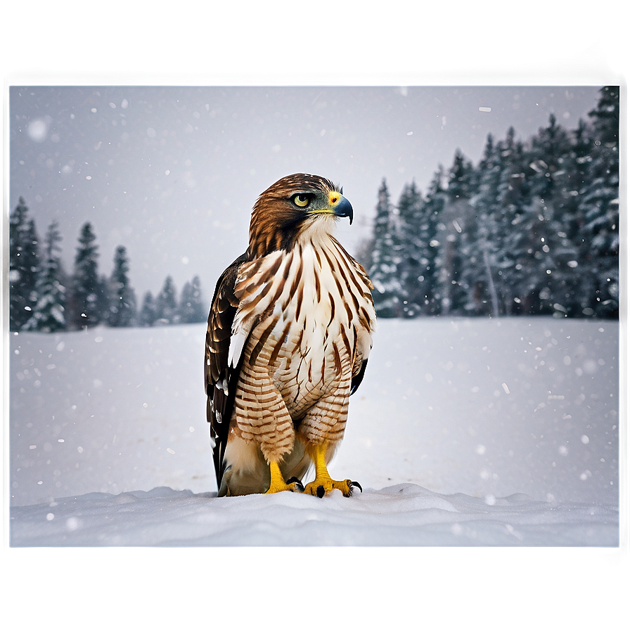 Hawk In Snowy Landscape Png 42 PNG