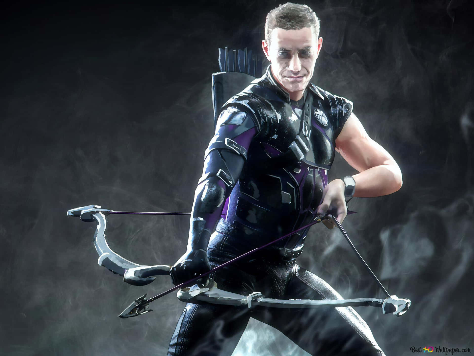 Hawkeye readying his bow for battle.
