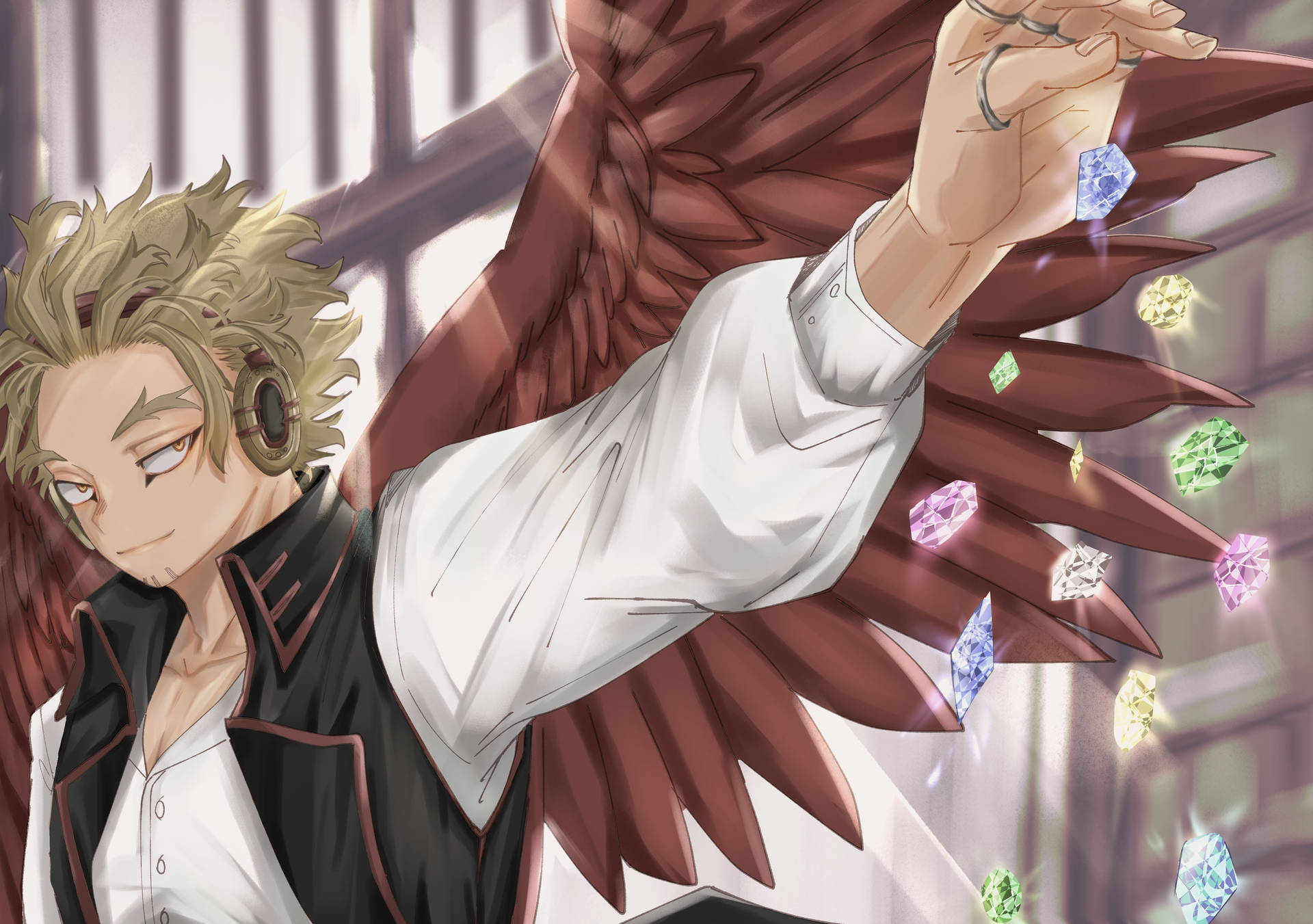 A Man With Wings Holding A Bunch Of Jewels Wallpaper
