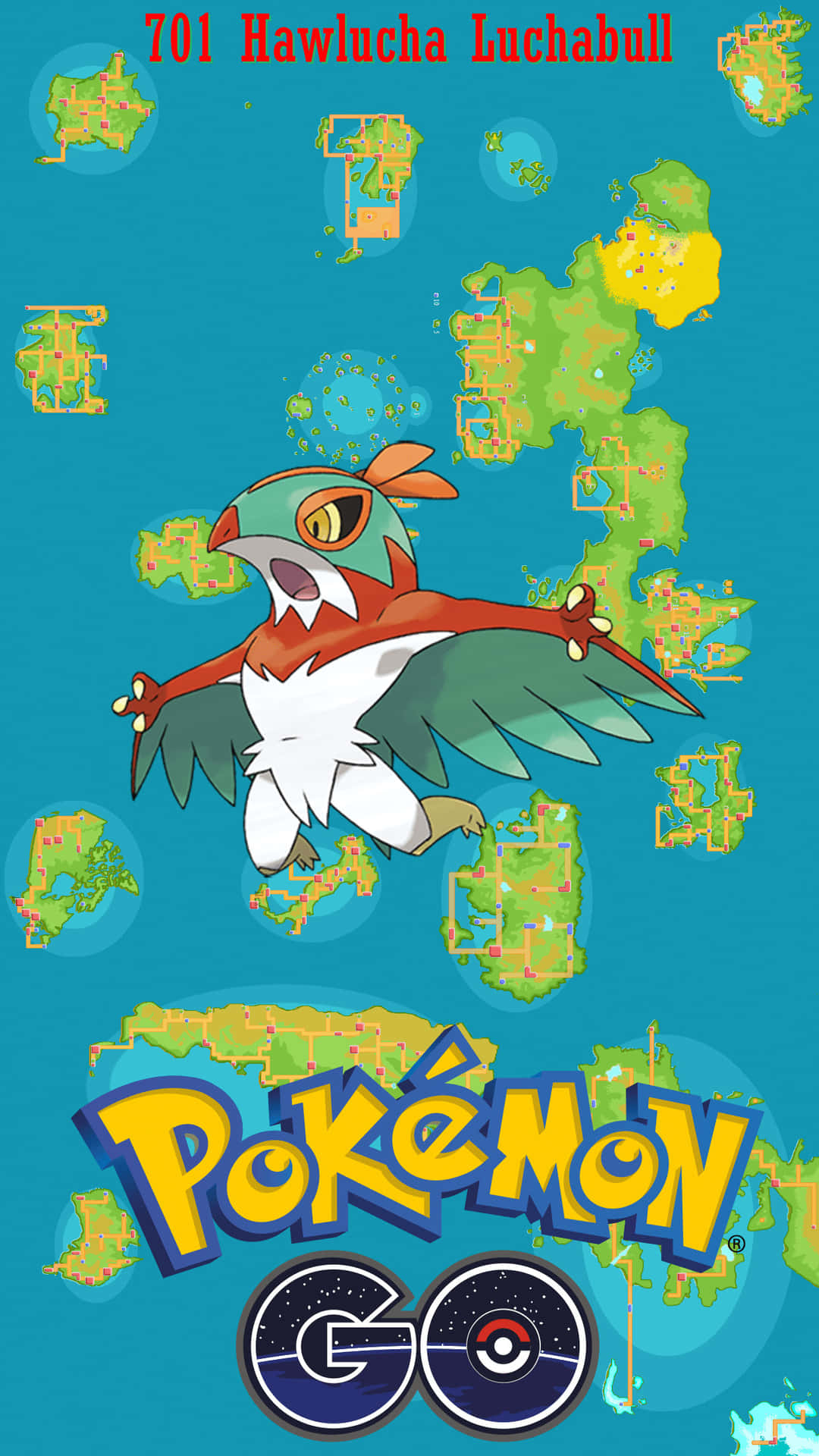 Hawlucha Pokemon-stil kort Farvet som vanddråber Wallpaper