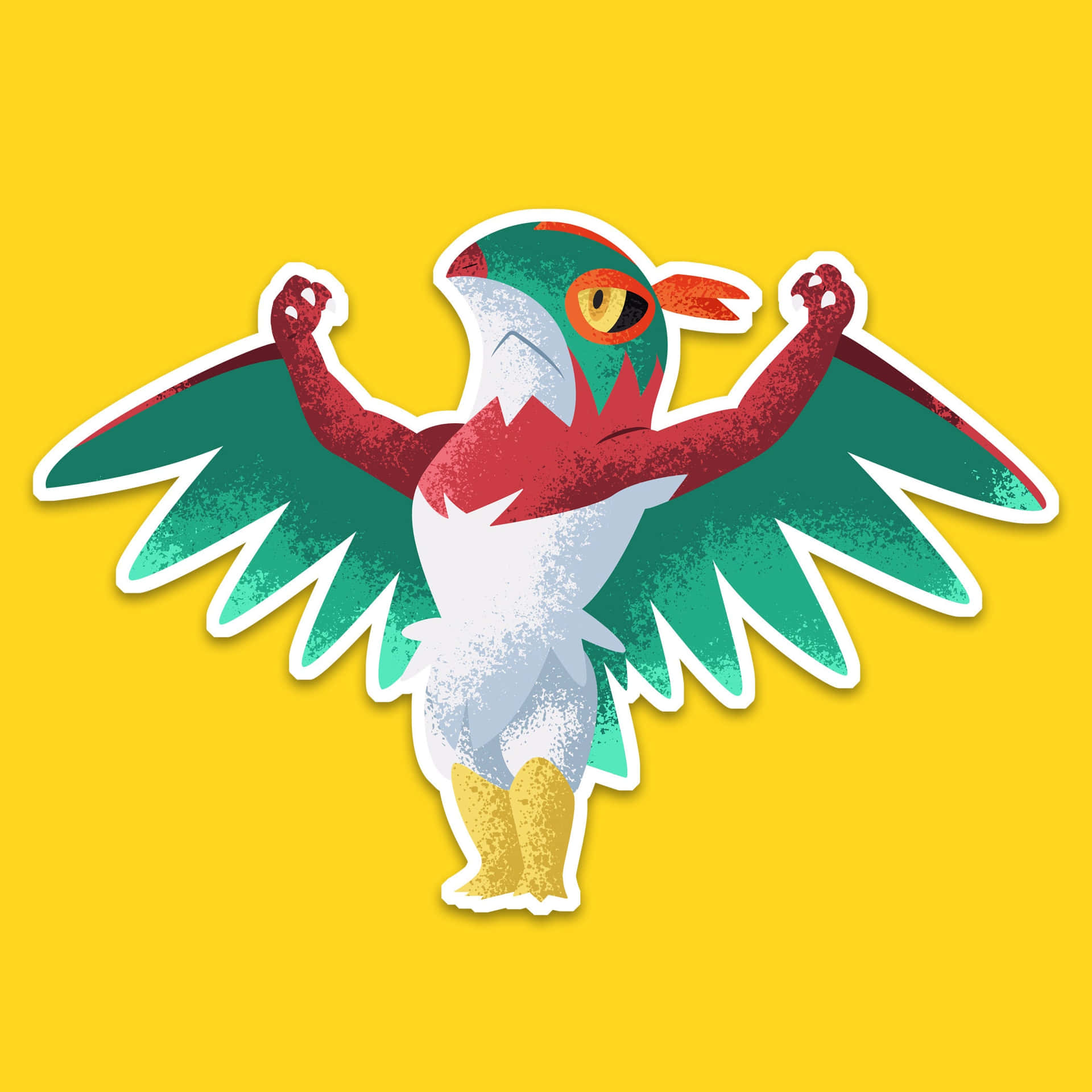 Hawlucha Strong Yellow Background Wallpaper