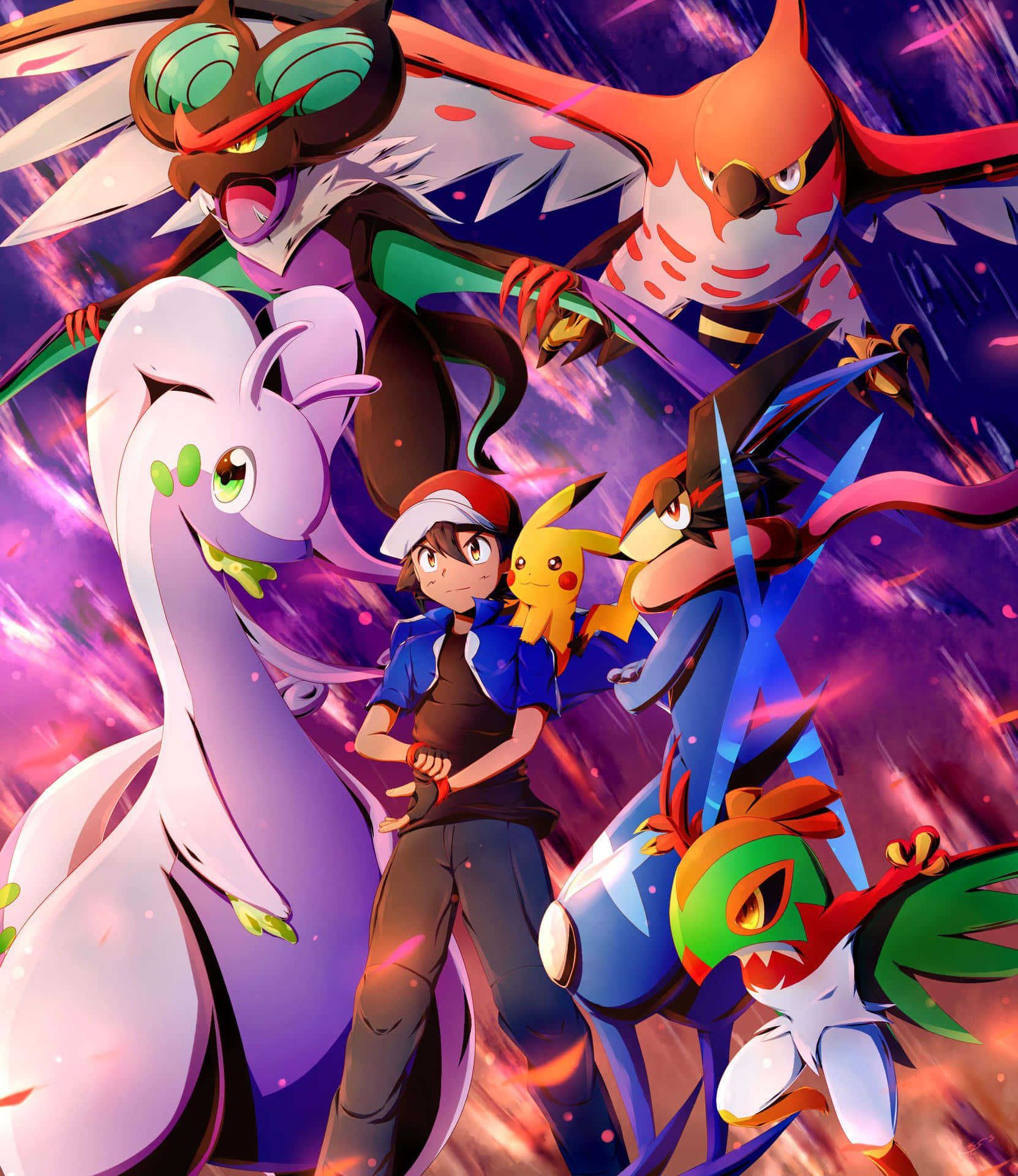 Download Hawlucha With Ash Xy Team Wallpaper | Wallpapers.Com