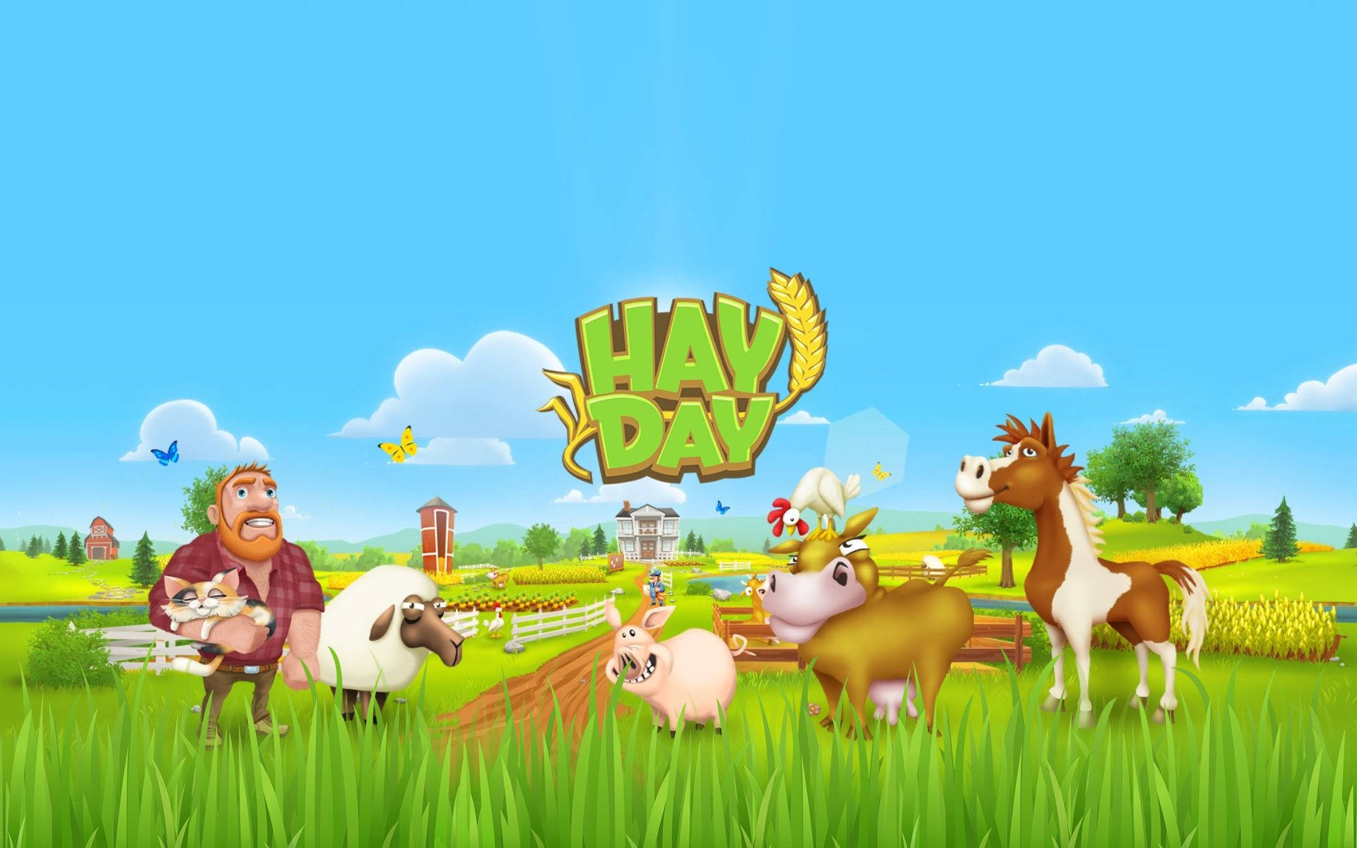 Hay Day Greg And Farm Animals Wallpaper