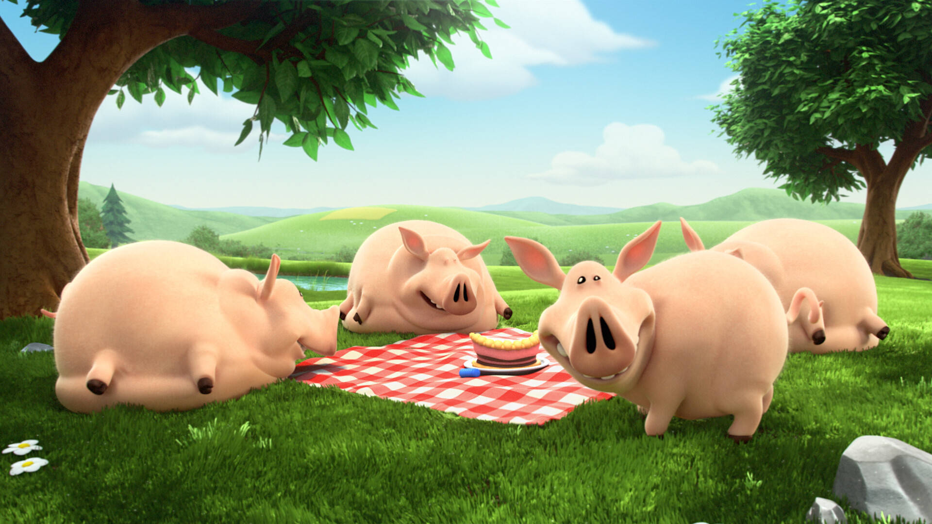 Hay Day Pigs Picnic Wallpaper