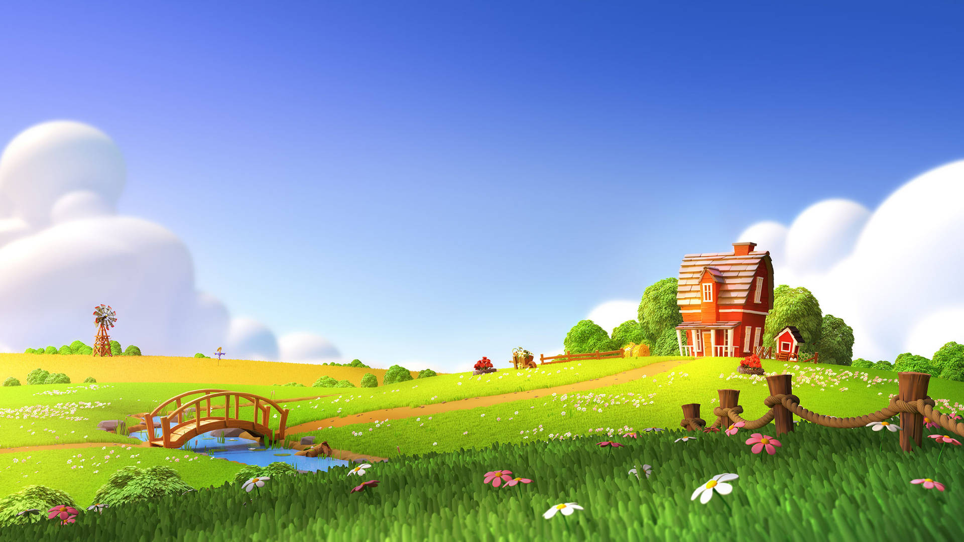 Hay Day Pop Farm Landscape Wallpaper