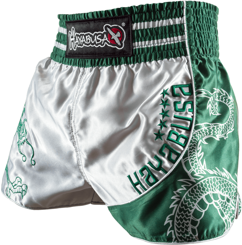 Hayabusa Muay Thai Shorts Green Dragon PNG