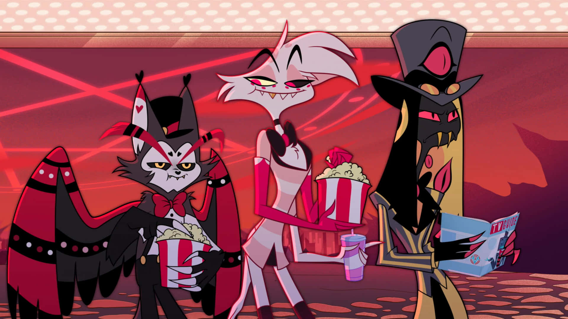 Hazbin Hotel Charactersat Movie Theater Wallpaper