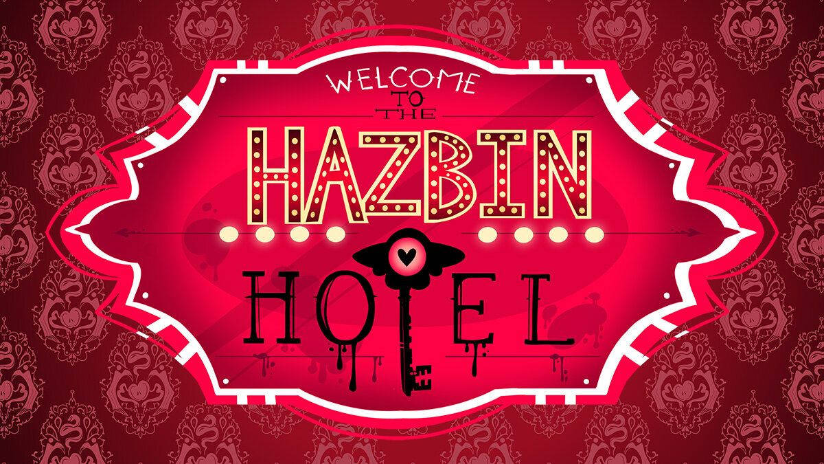 The red logo of the beloved dark comedy series Hazbin Hotel Wallpaper