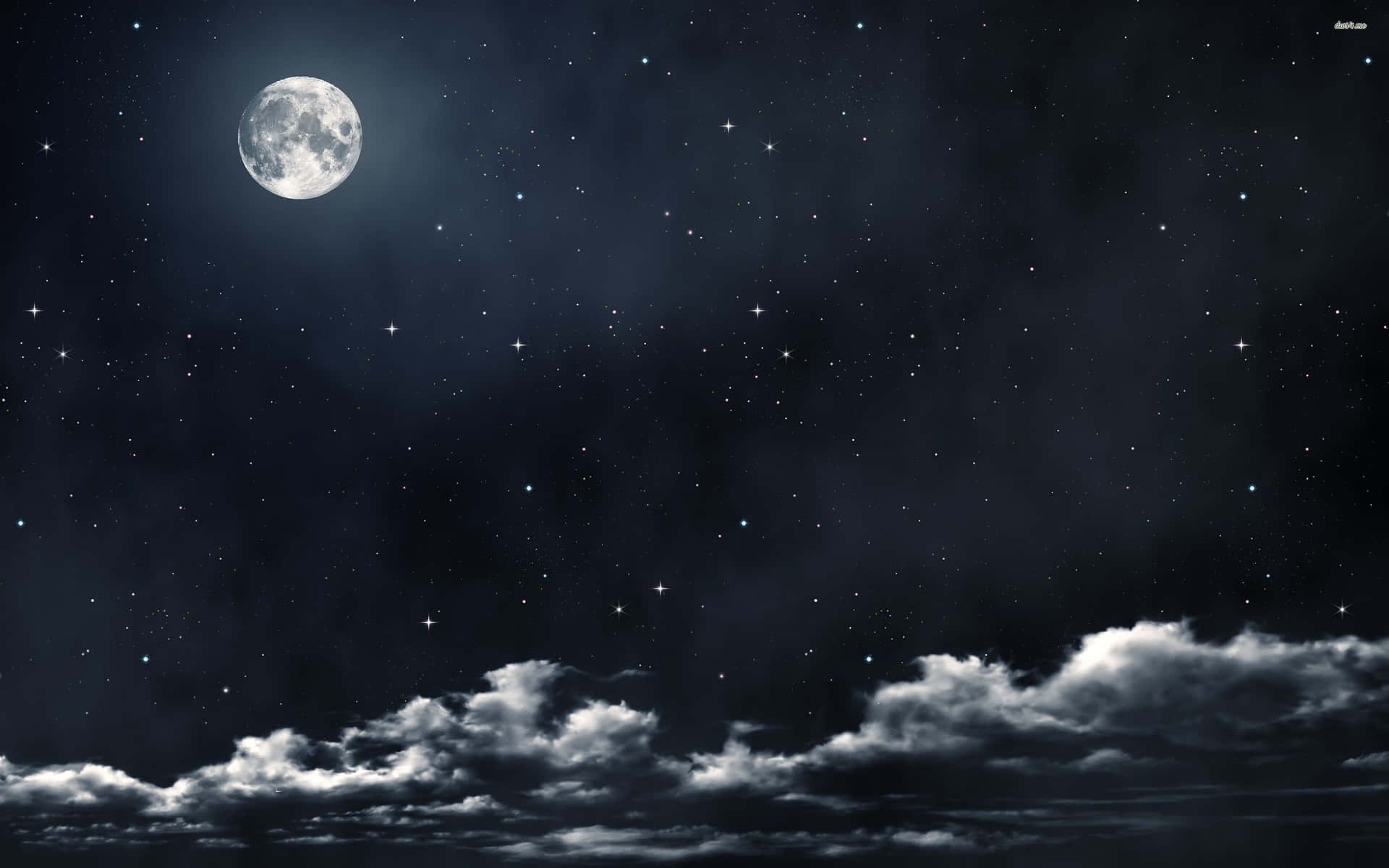 Hazy Dark Starry Night Sky Moon Picture
