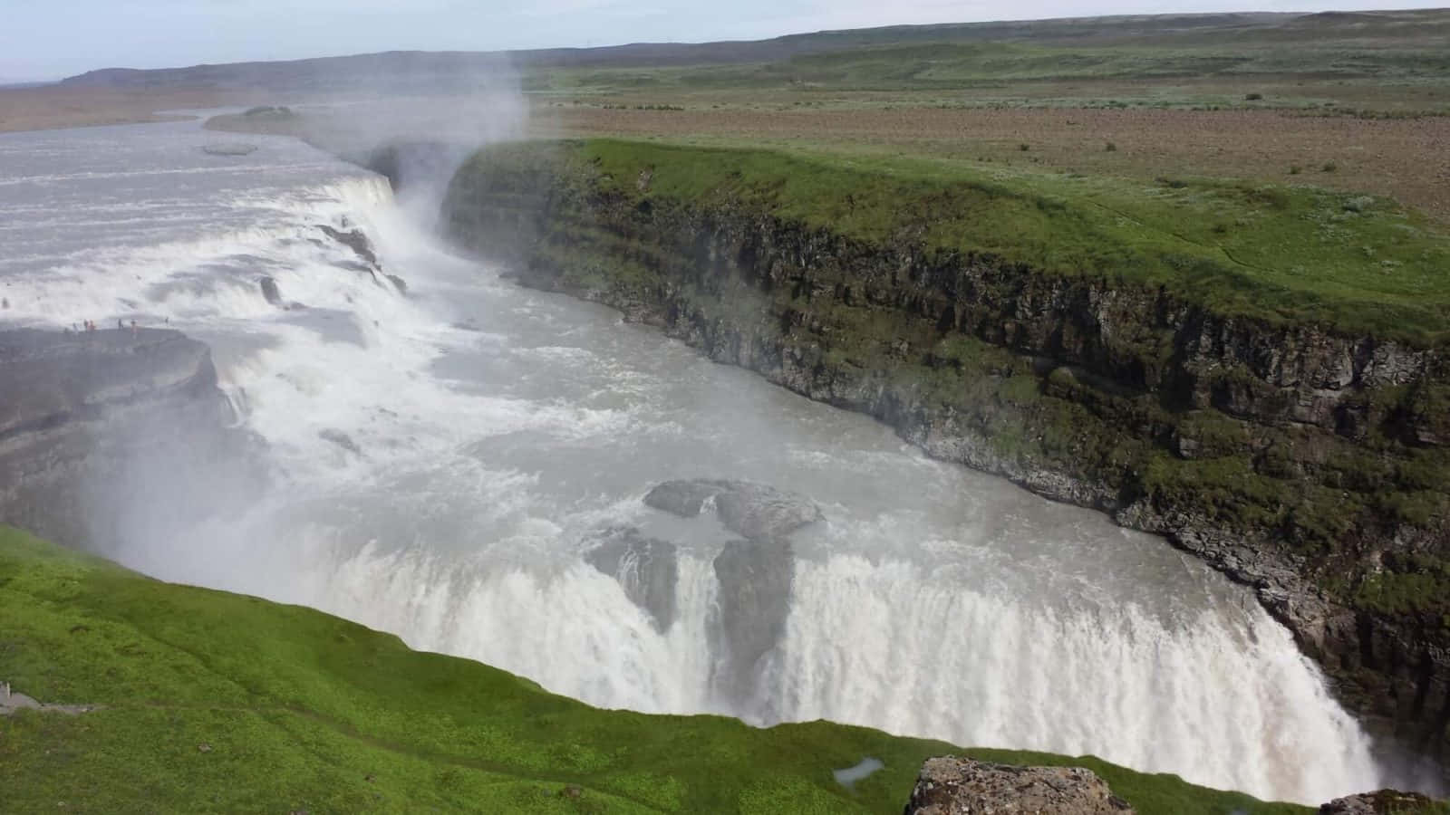 Hazy Gullfoss Waterfall In Southwest Iceland Wallpaper
