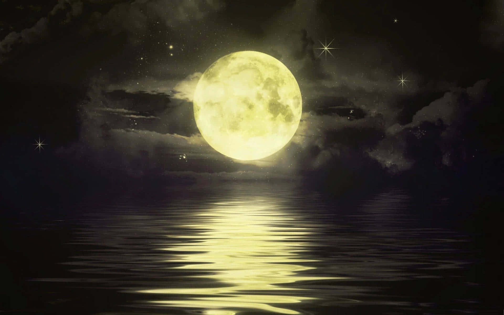 Verschwommenergelber Nachthimmel Mond Wallpaper