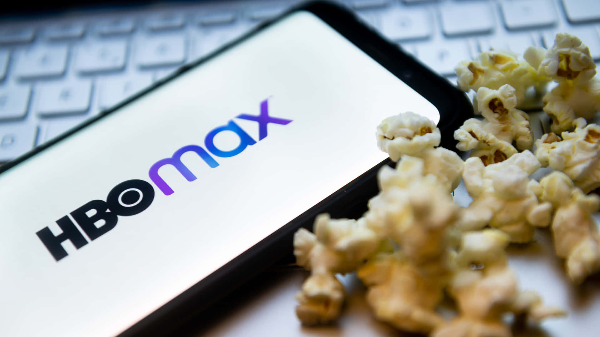 Hbo Max Logo On A Laptop With Popcorn