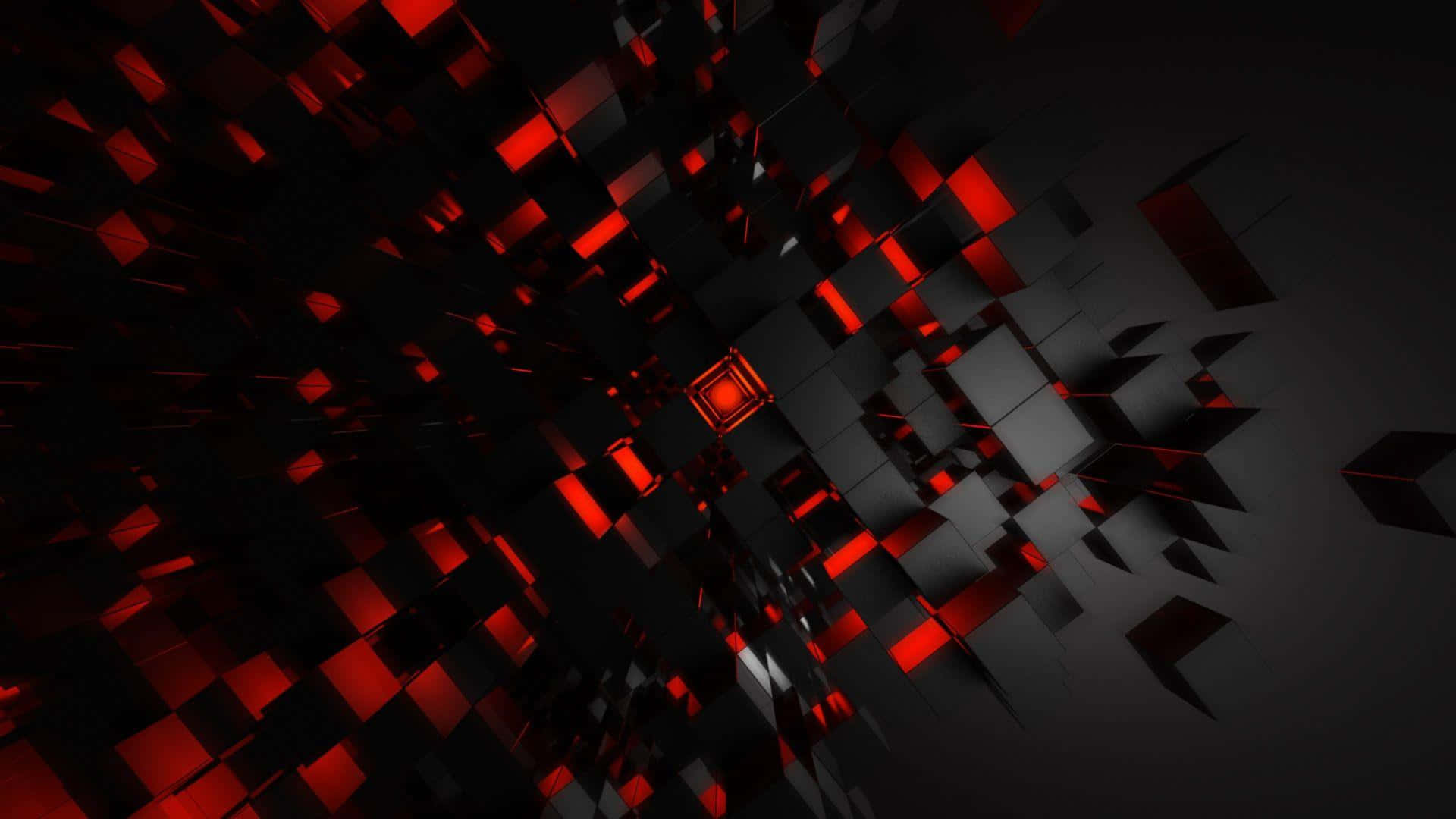 Rød og sort abstrakt baggrund med kvadrater Wallpaper
