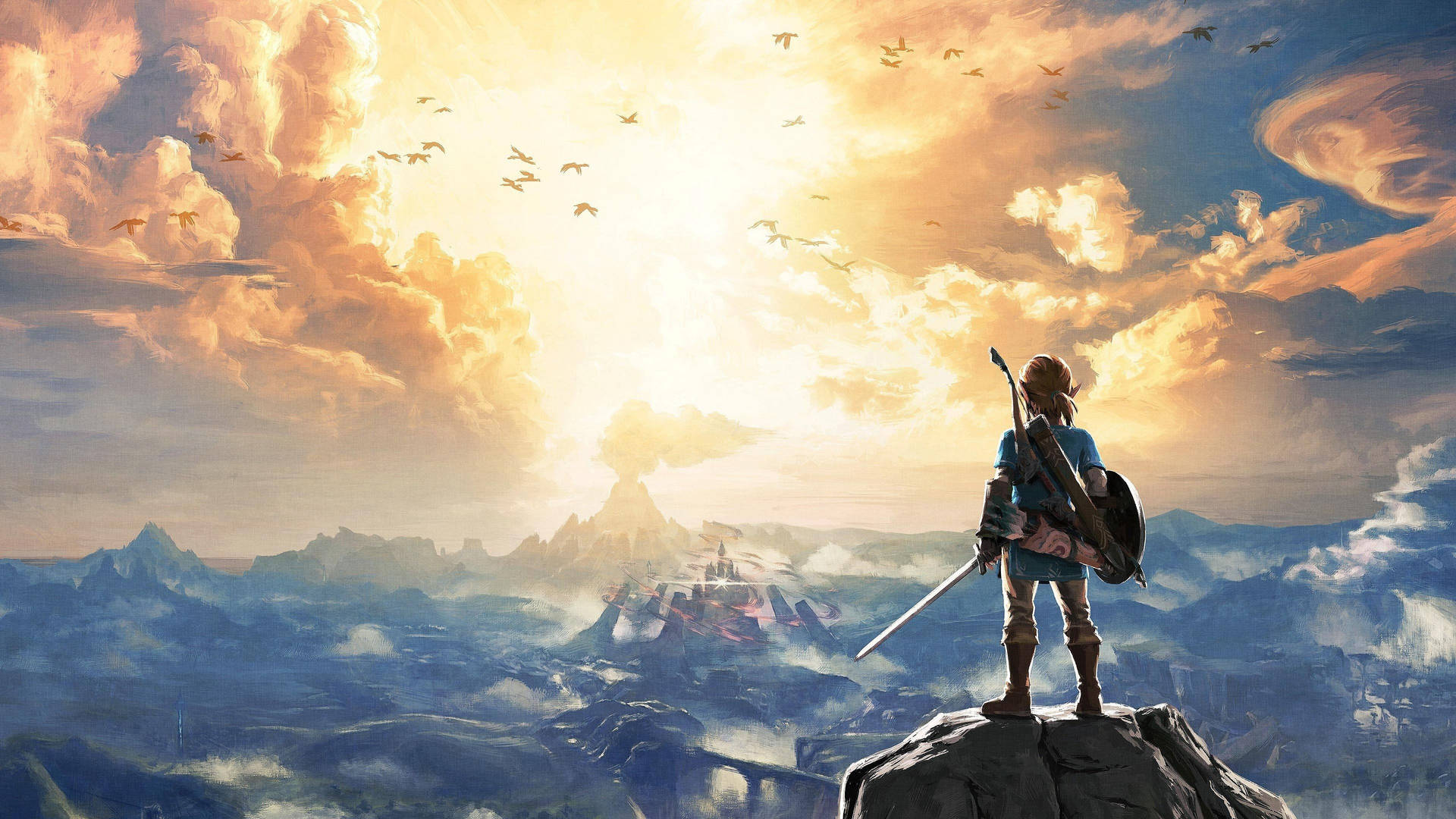 Link exploring the beautiful world of the Breath of the Wild Wallpaper