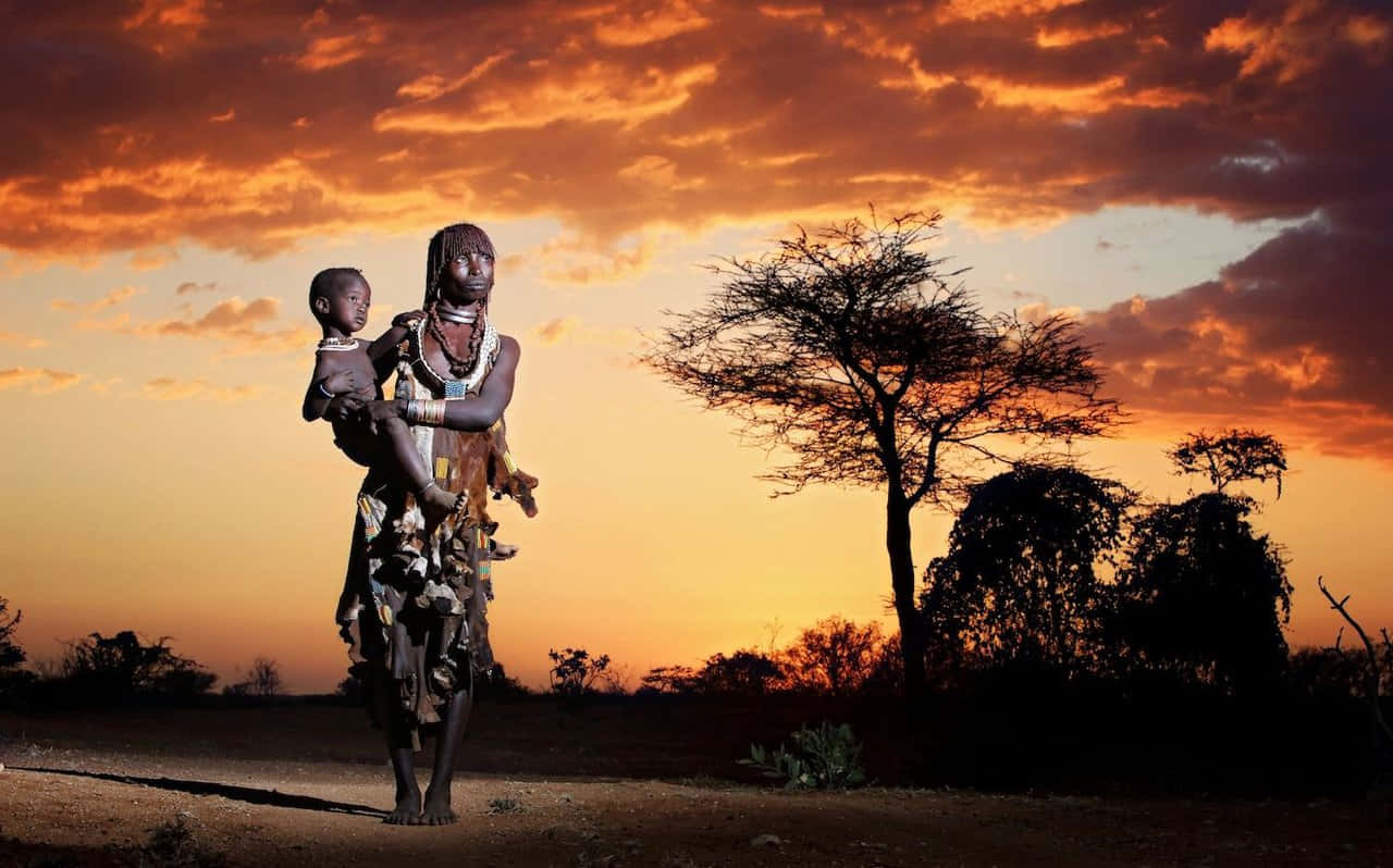 Mutterund Kind Hd Afrika Hintergrund