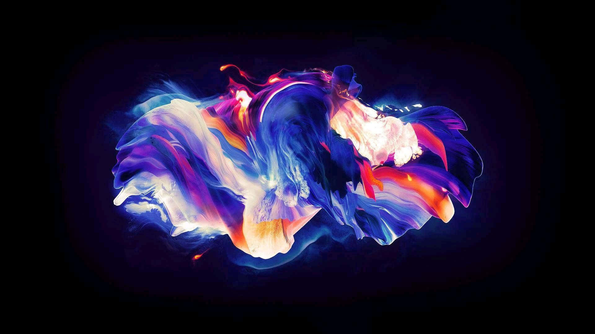 A Colorful Abstract Painting On A Black Background