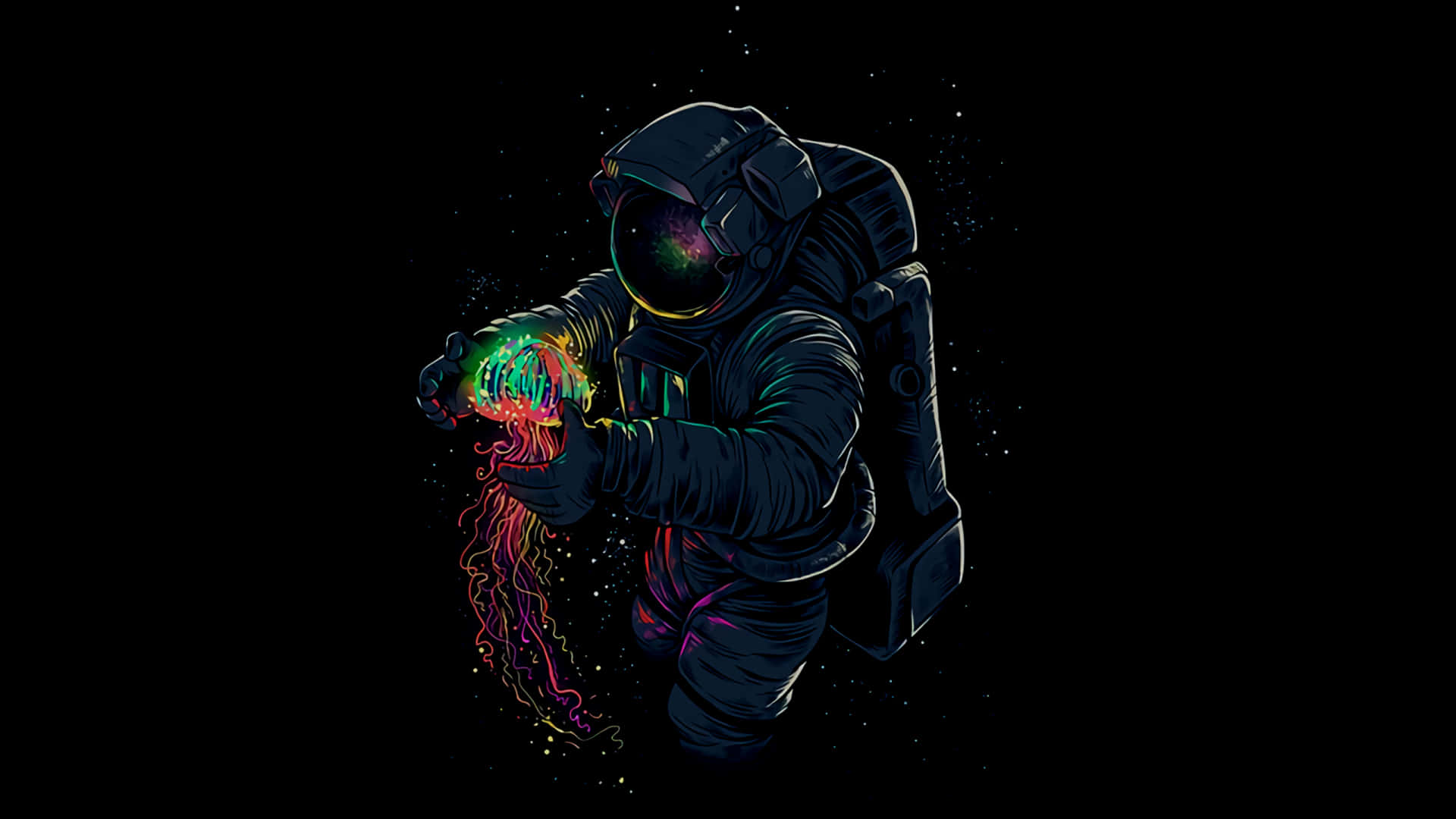 An Astronaut Holding A Colorful Ball Wallpaper