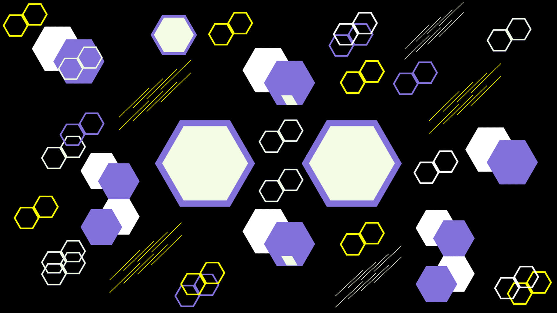 A Purple And Yellow Hexagonal Pattern Wallpaper