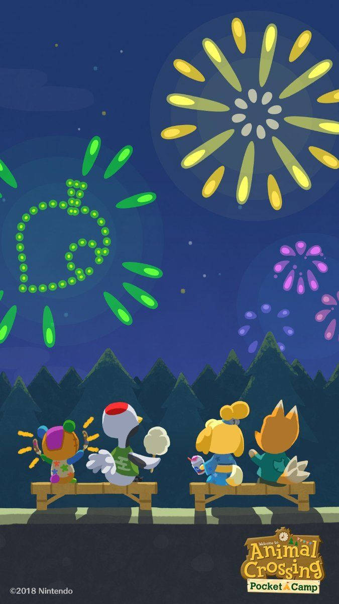 Celebrate the magic of summer in Animal Crossing with Fireworks. Wallpaper