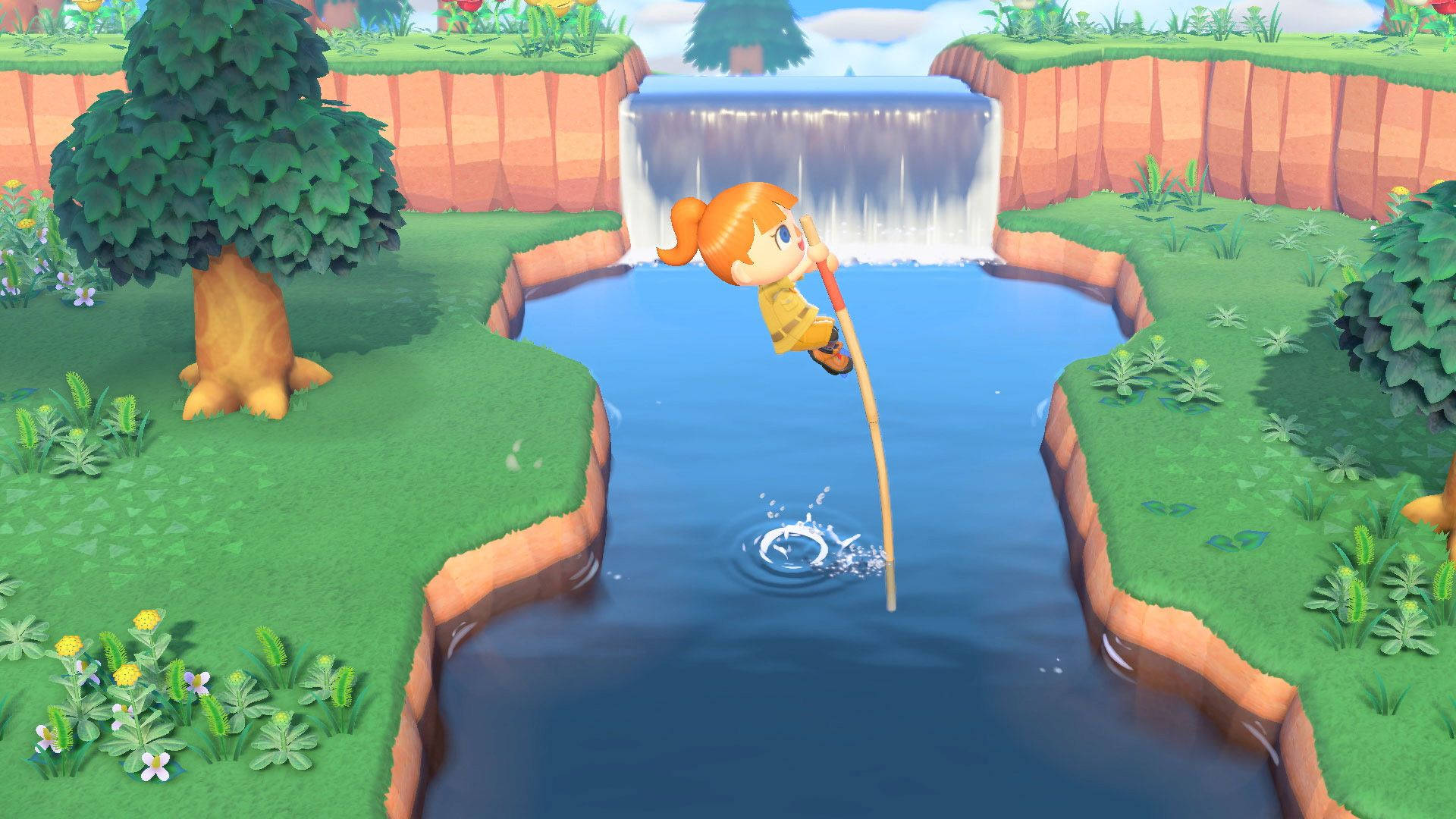 Hd Animal Crossing Game Waterfall Landscape