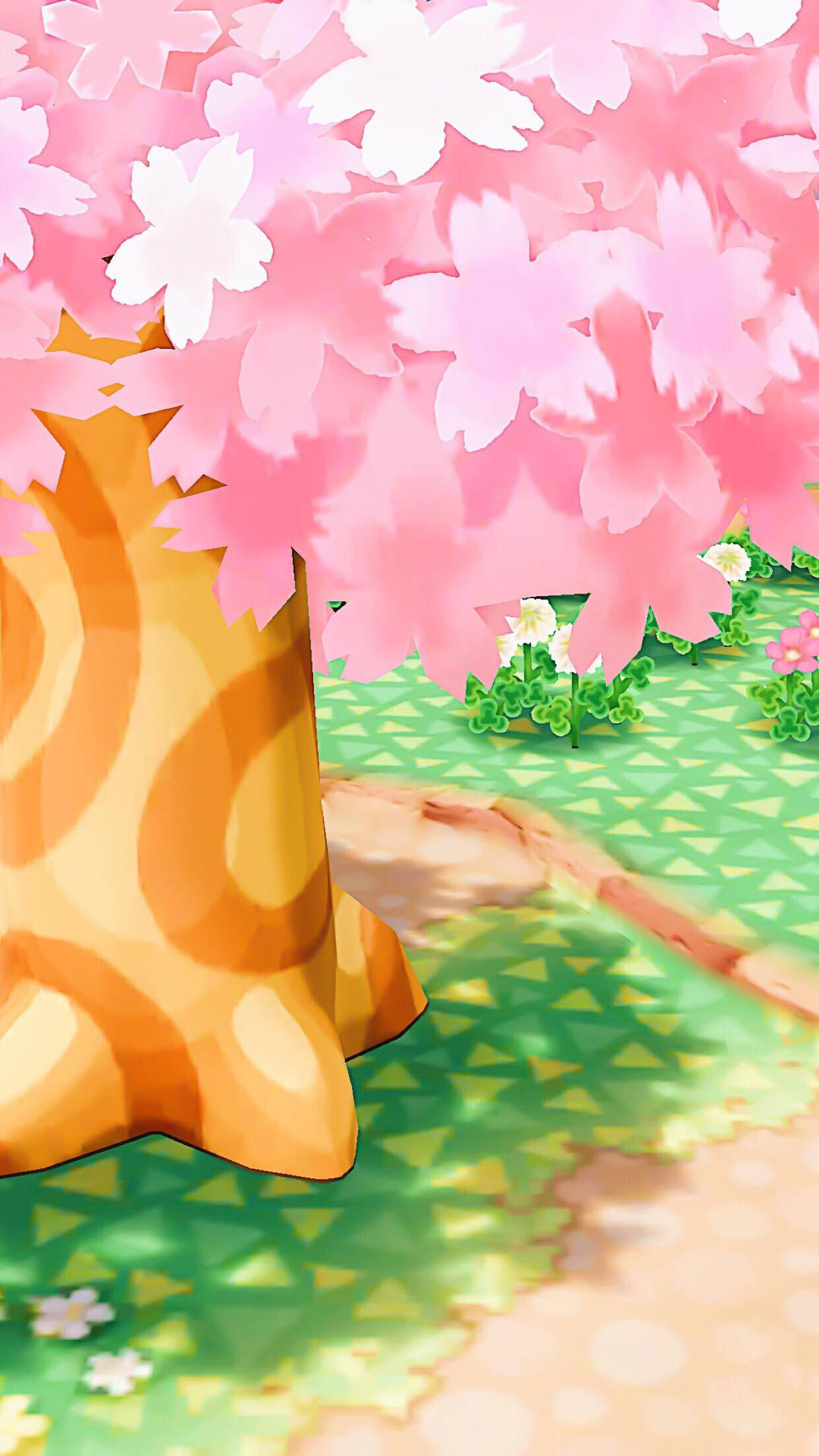 Hd Animal Crossing Pink Tree Wallpaper
