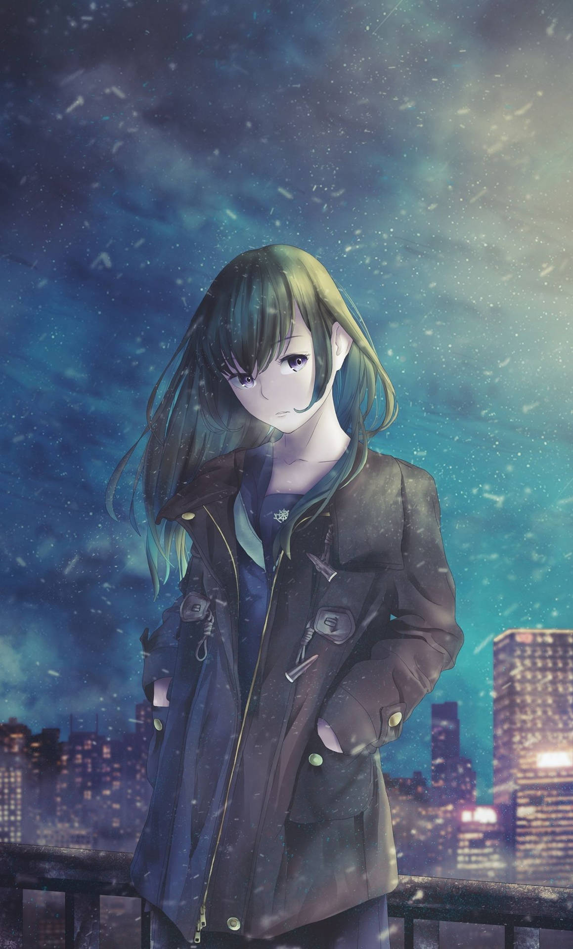 Hd Anime Phone Girl In The Rain Wallpaper