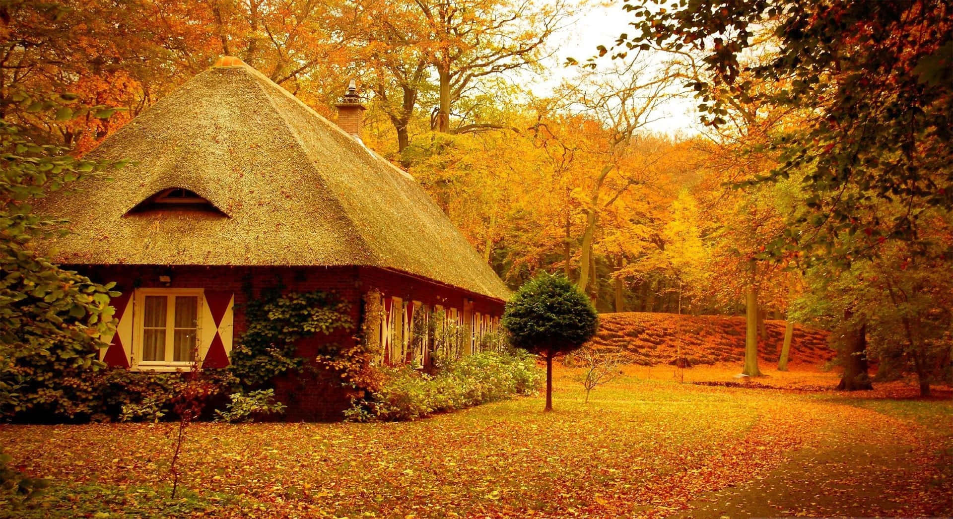 HD Cozy Autumn Cottage Wallpaper