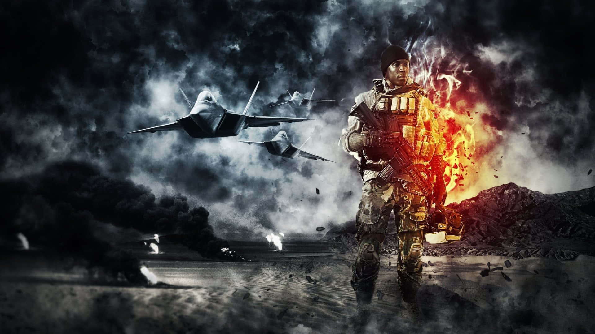 Dark HD Background Of Military Warzone Wallpaper