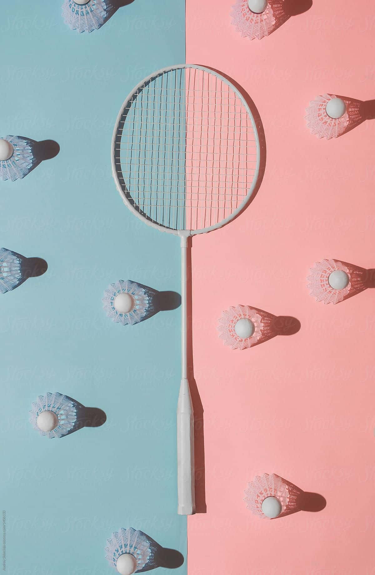 Badminton Racket On A Pink And Blue Background By Samantha Mcdonald For Stocksy United