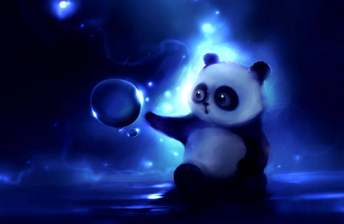 Sophisticated HD Blue Tablet with Panda Wallpaper