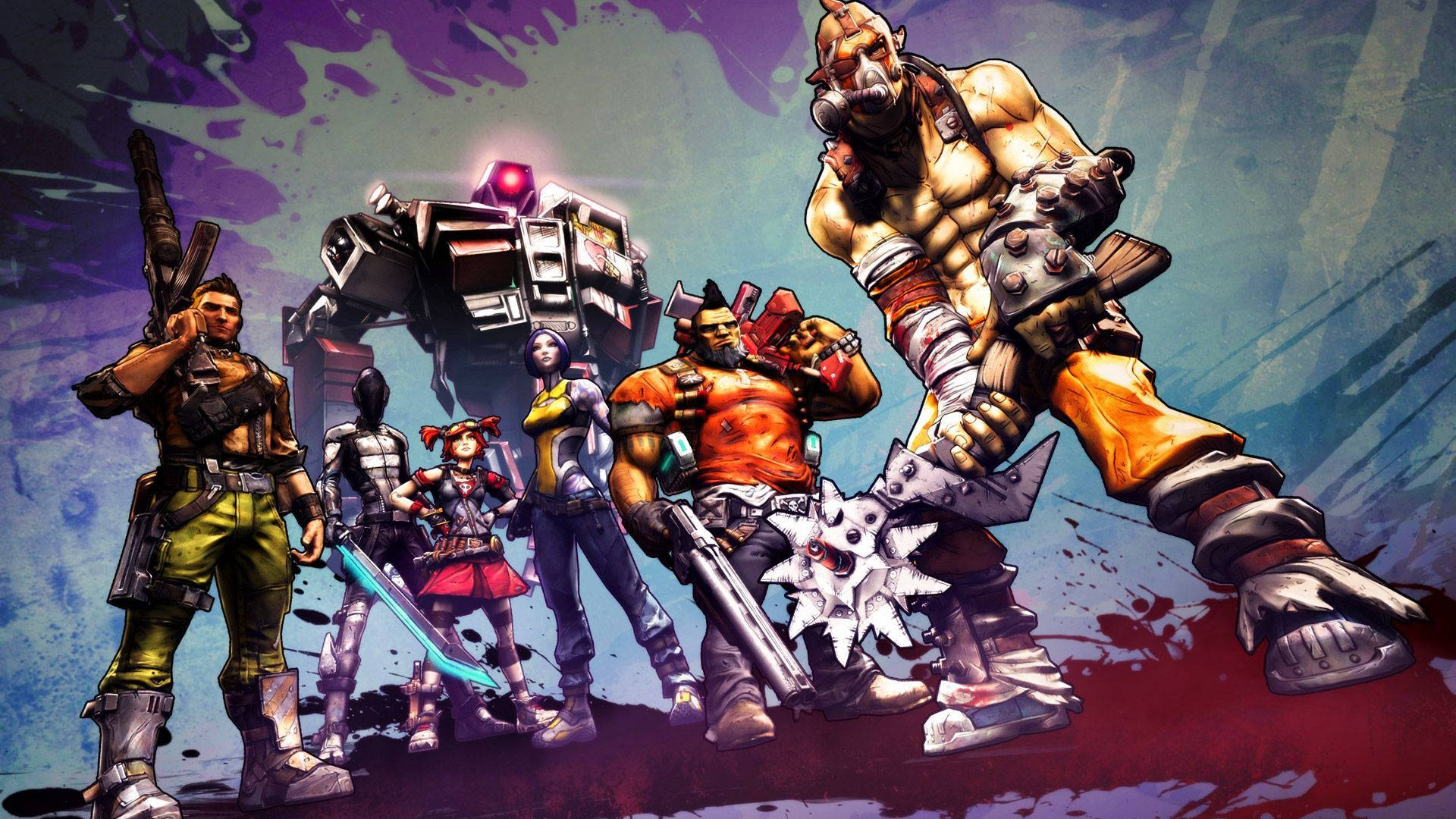 Join forces with Vault Hunters in Borderlands for the ultimate gaming experience! Wallpaper