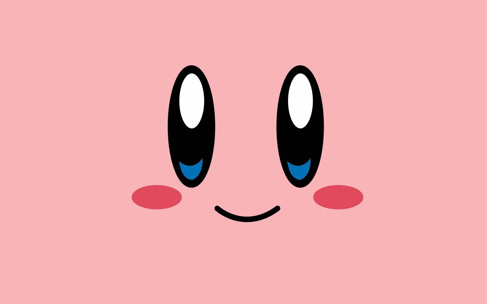 Simply yet adorable happy face of Kirby wallpaper