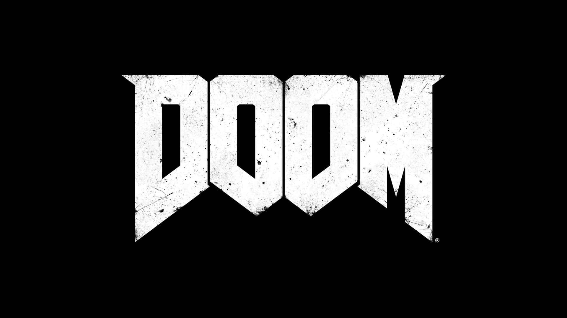 HD Doom baggrund hvide skrifter og symboler.