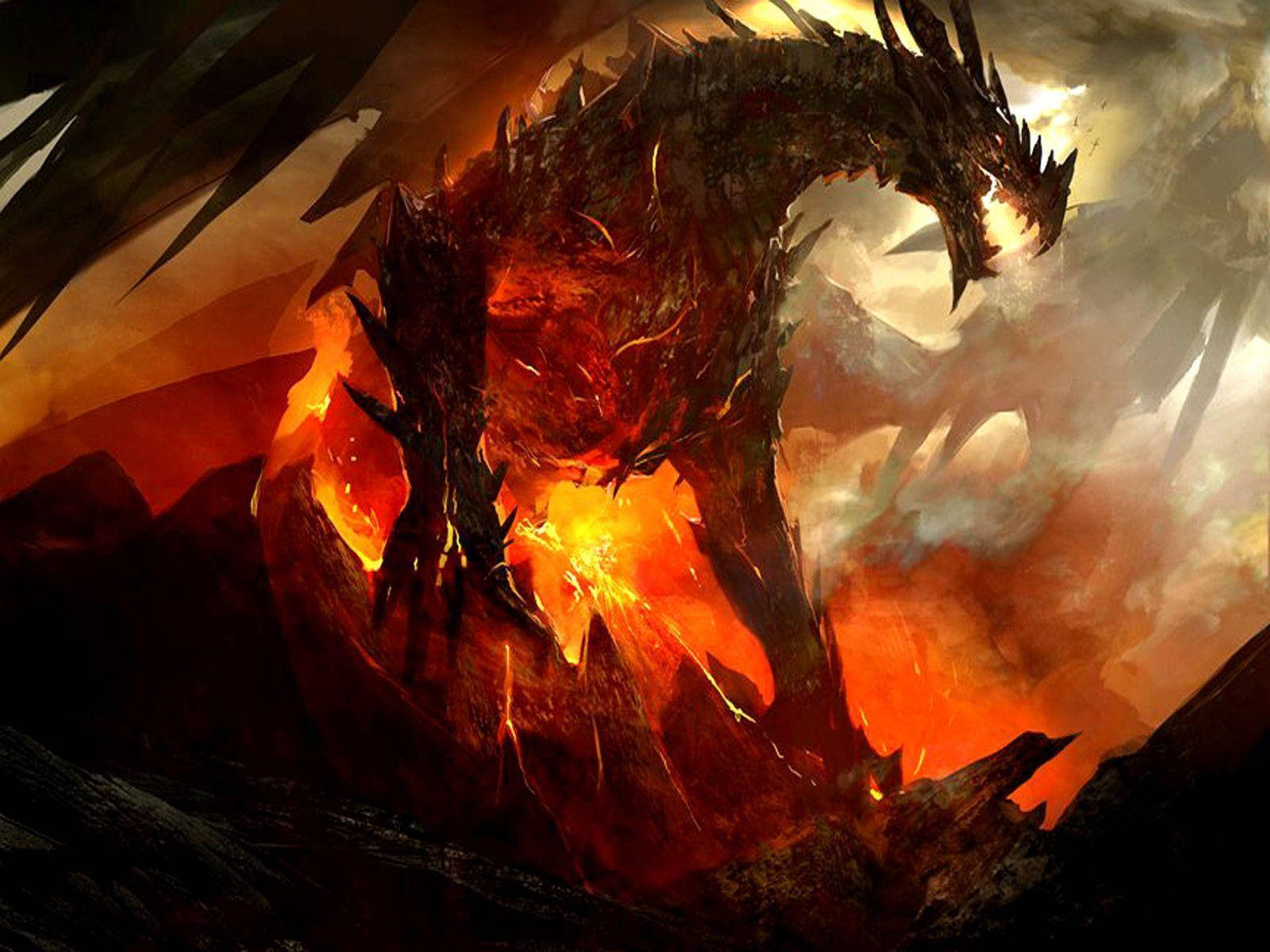 Hd Dragon Fiery Artwork Wallpaper