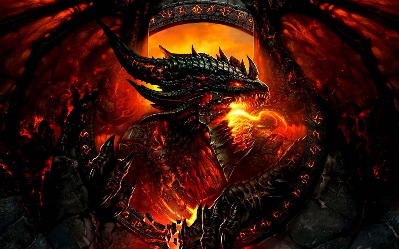 Hd Dragon Fiery Hell Wallpaper