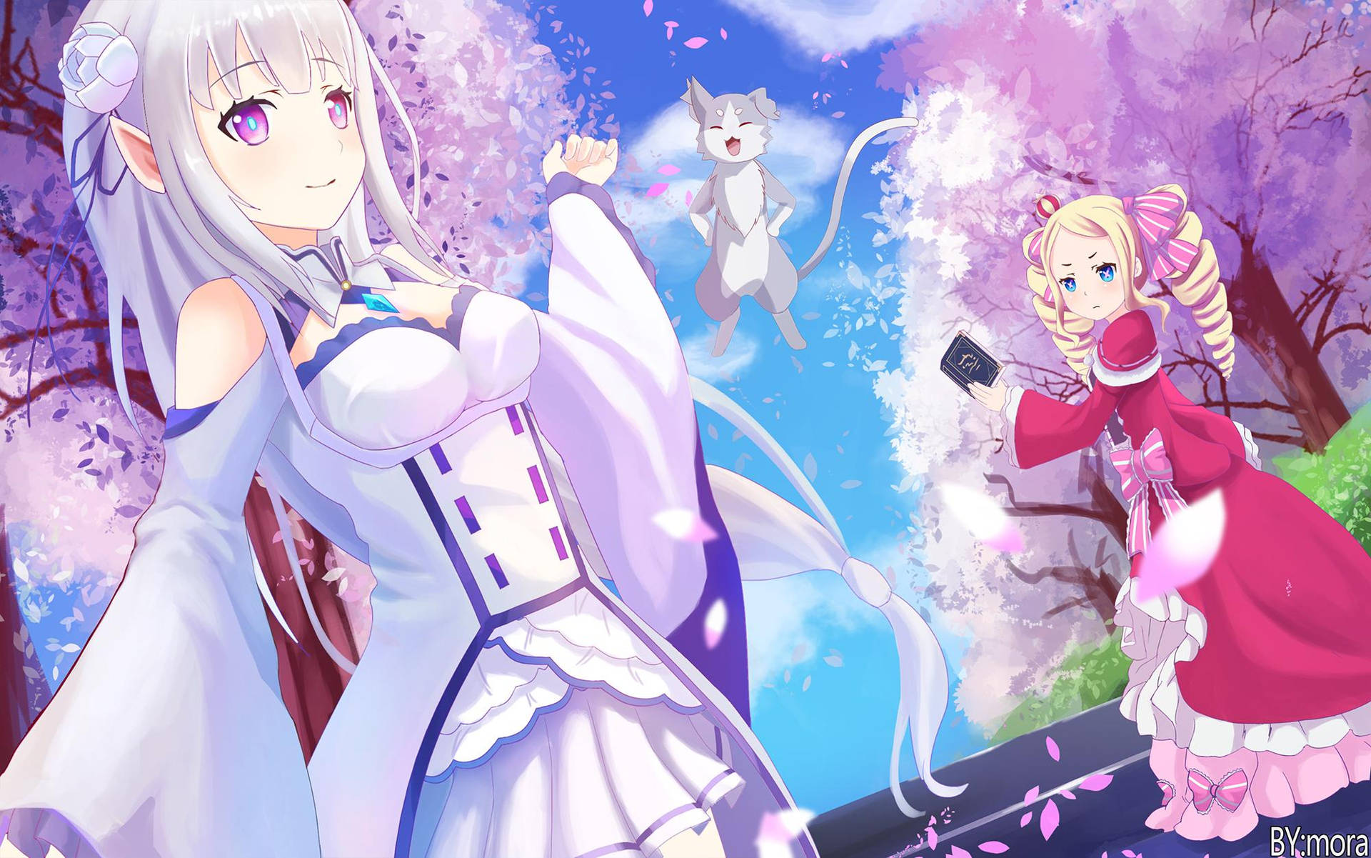 Beatrice and Emilia, Friends and Lovers in Re:zero Wallpaper