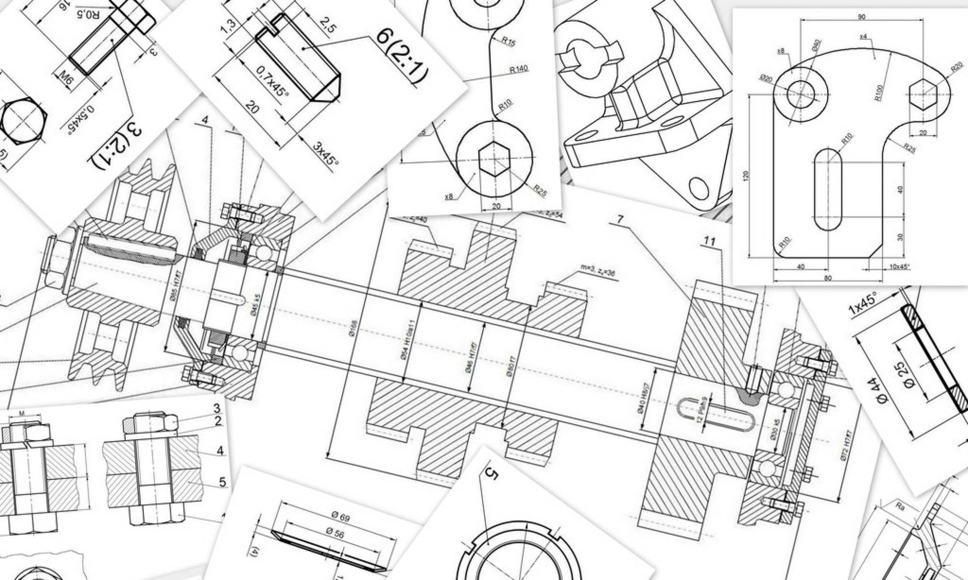 Download Hd Engineering Mechanical Drawing Wallpaper 