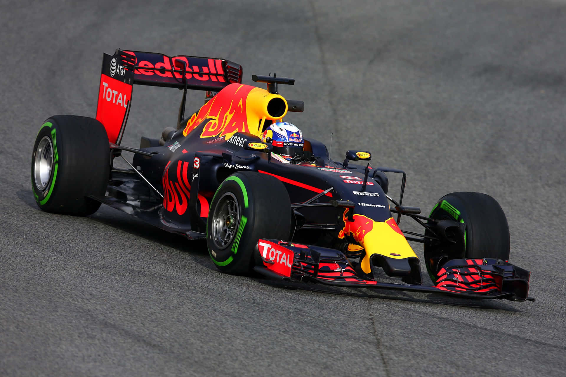 Red Bull Racing Car On A Track