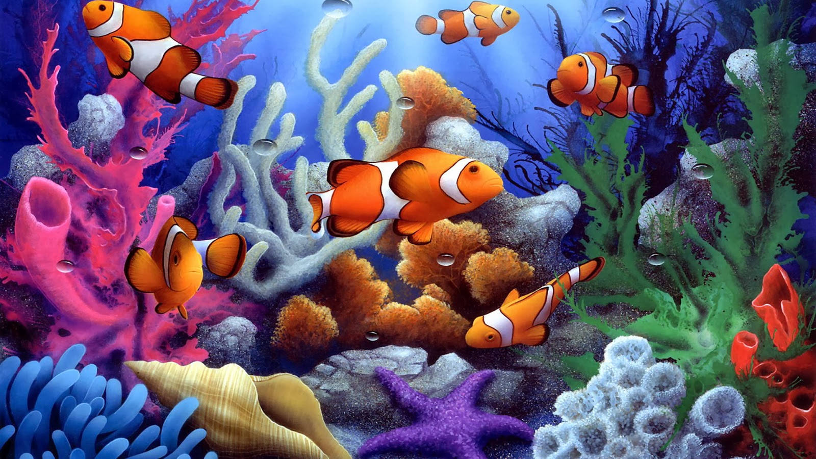 HD Fisk Orange Klovnfisk Digital Kunst Tapet Wallpaper