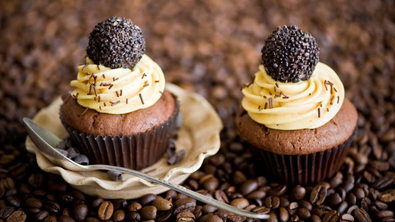 Hd Food Background Coffee Flavor Cupcakes Background