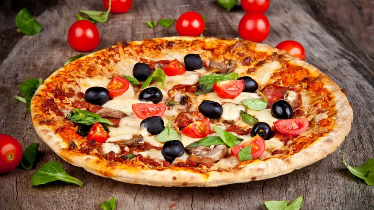 Hd Food Background Cheesy Pizza Background