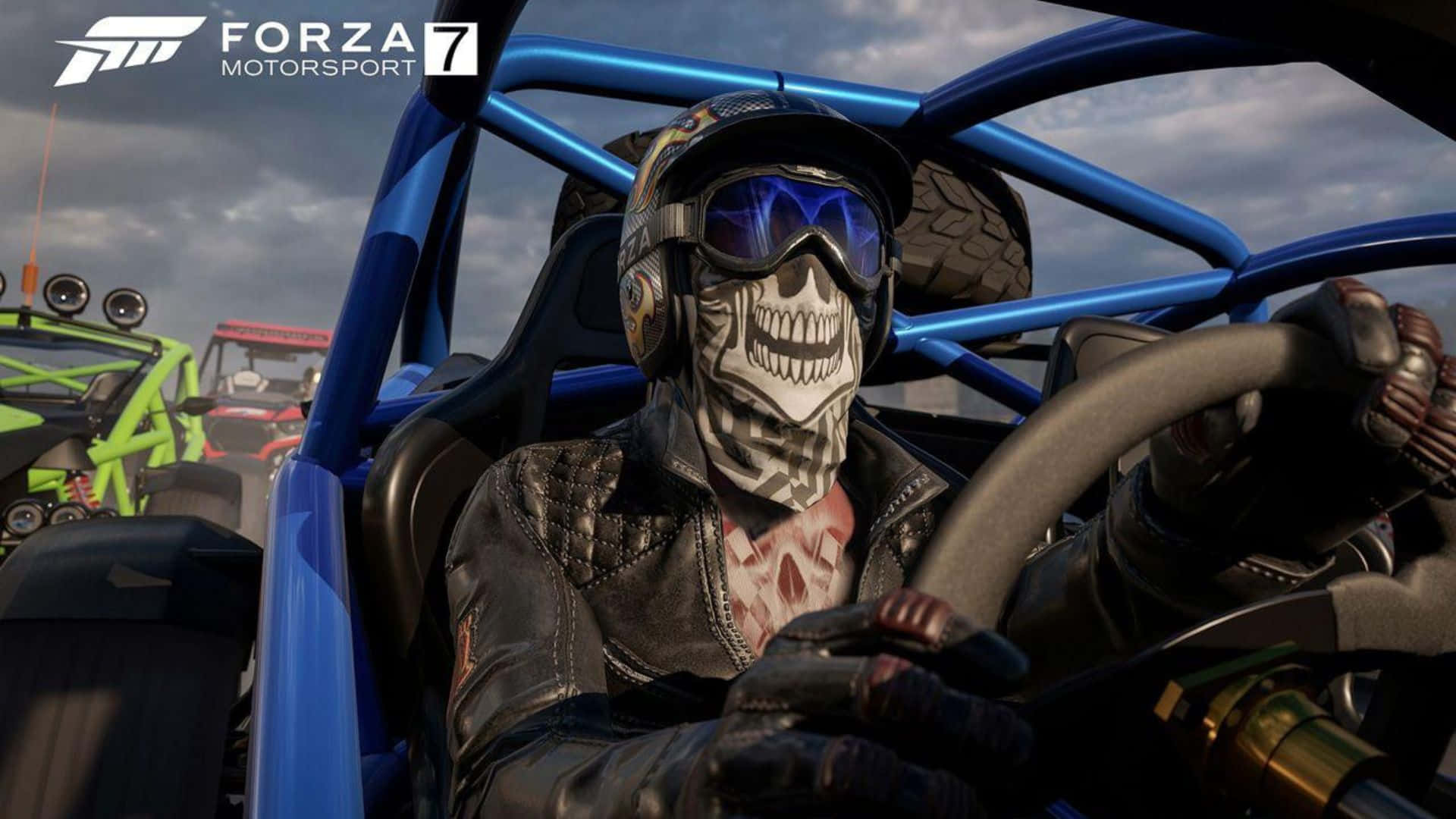 Fondode Pantalla De Forza Motorsport 7 En Alta Definición Y Máscara De Esqueleto.