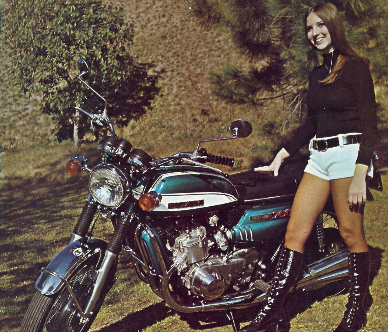 Hd Girl And Suzuki Motorcycle