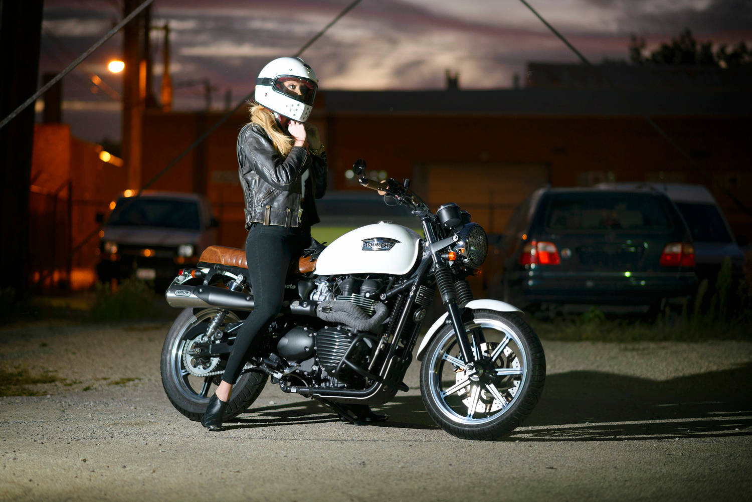 Hd Girl And Triumph Motorcycle