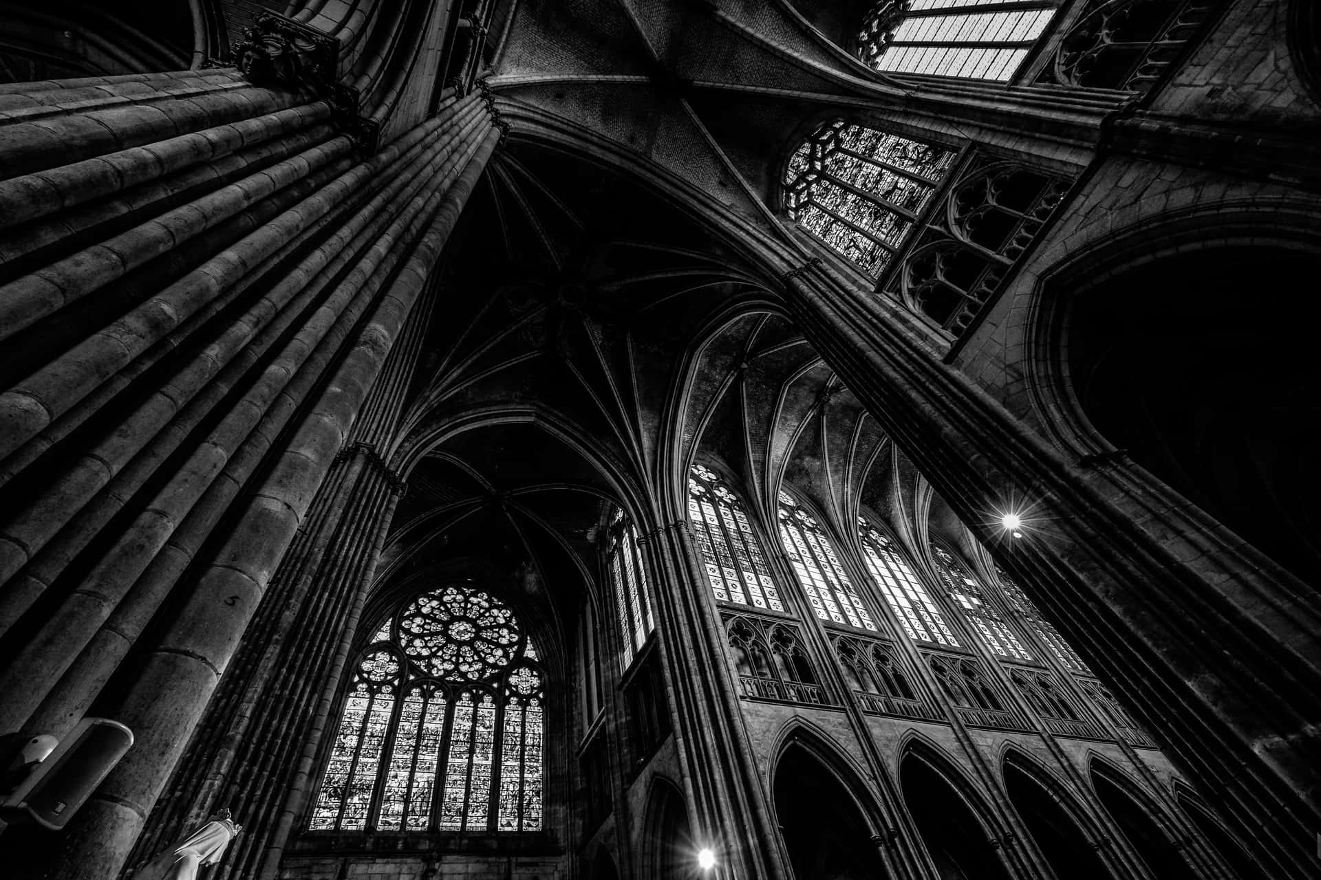A Black And White Photo Of A Cathedral Wallpaper