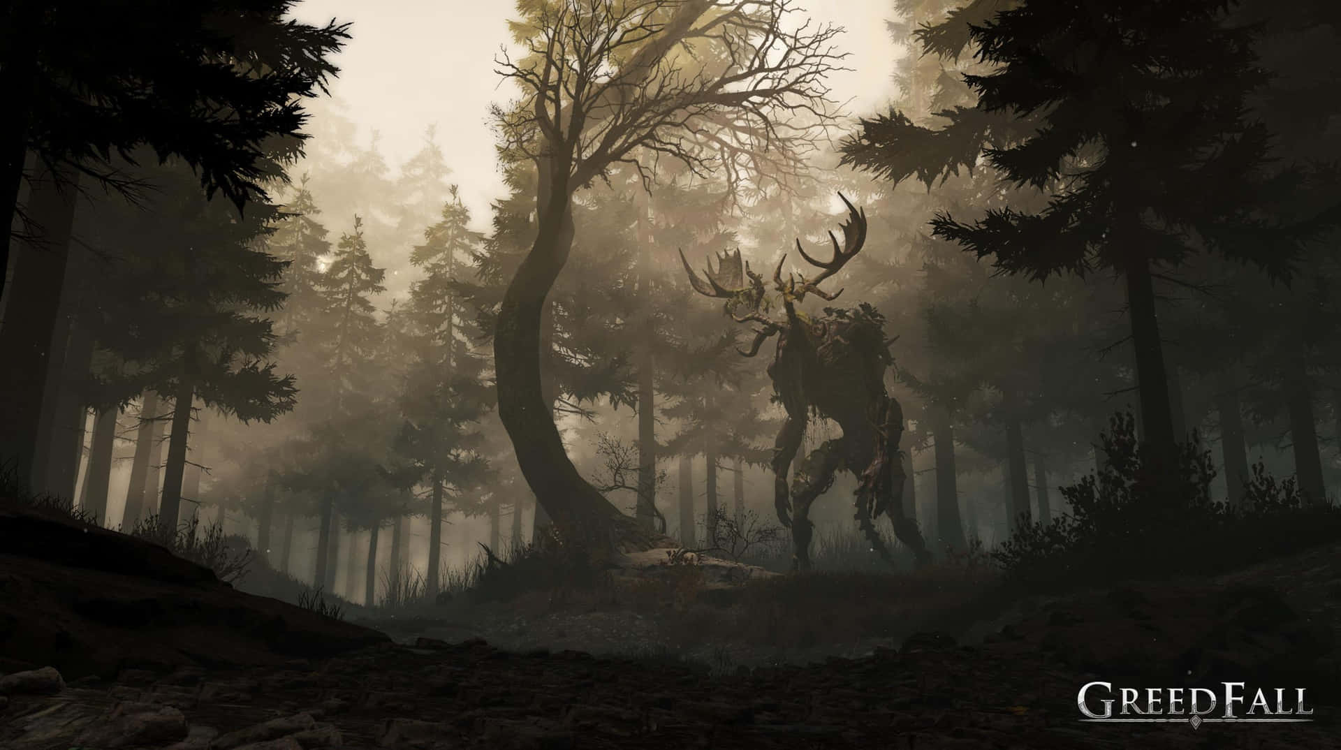 Hd Greedfall Background Mutant Deer In A Forest Wallpaper
