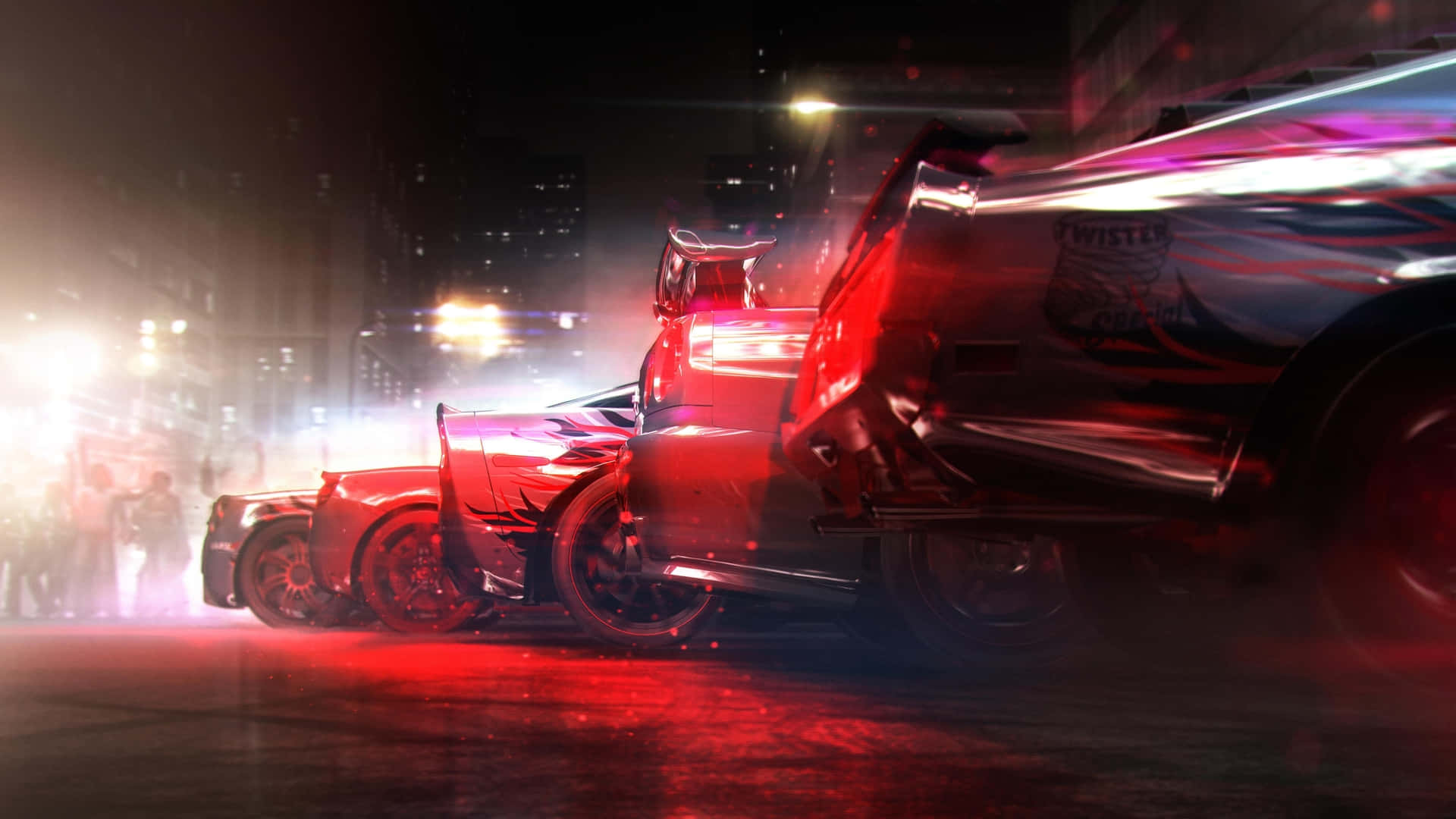 Hd Grid 2 Background Cars Lined Up Red Tones