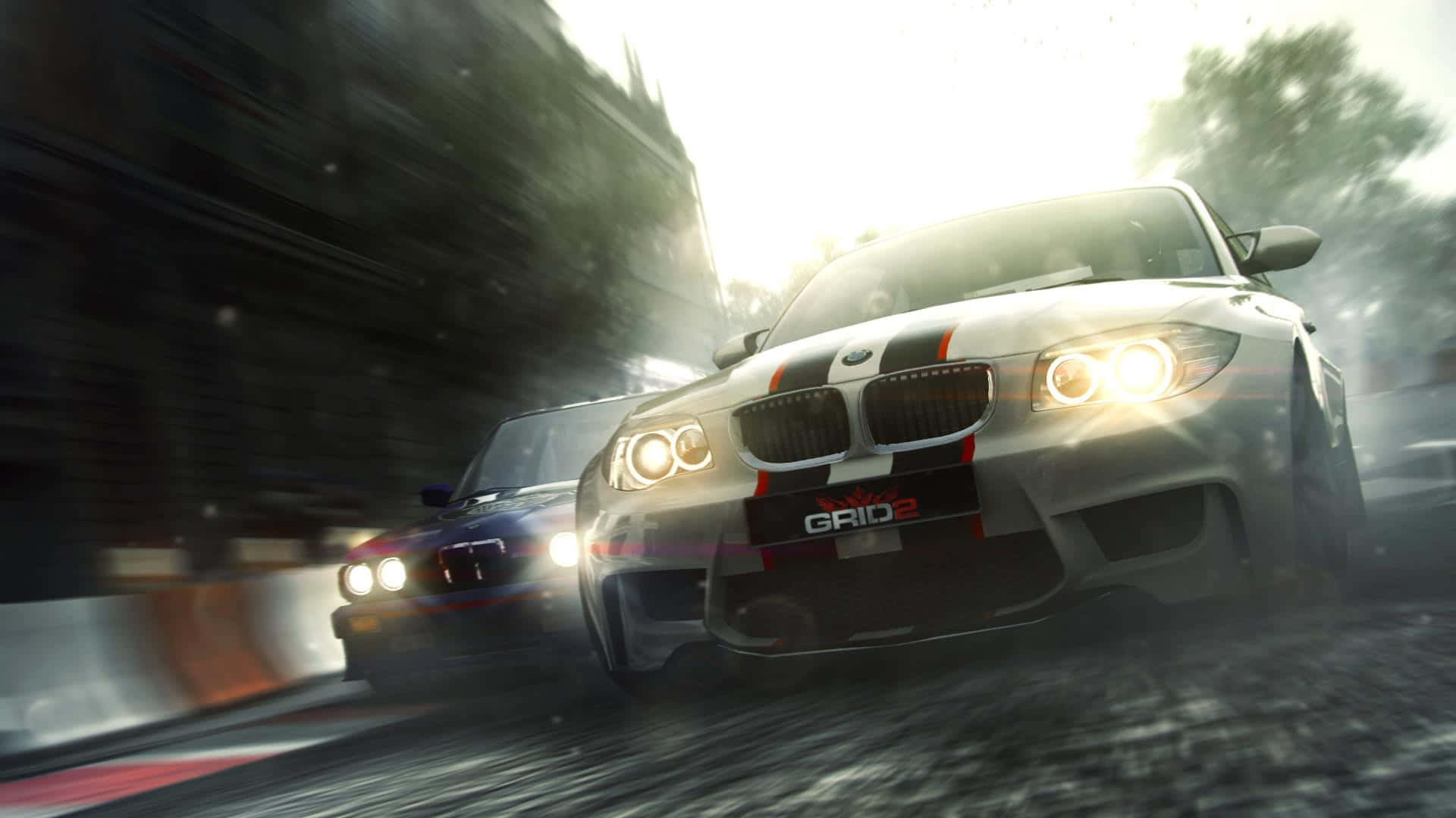 Hd Grid 2 Background Grey And Blue Cars Racing