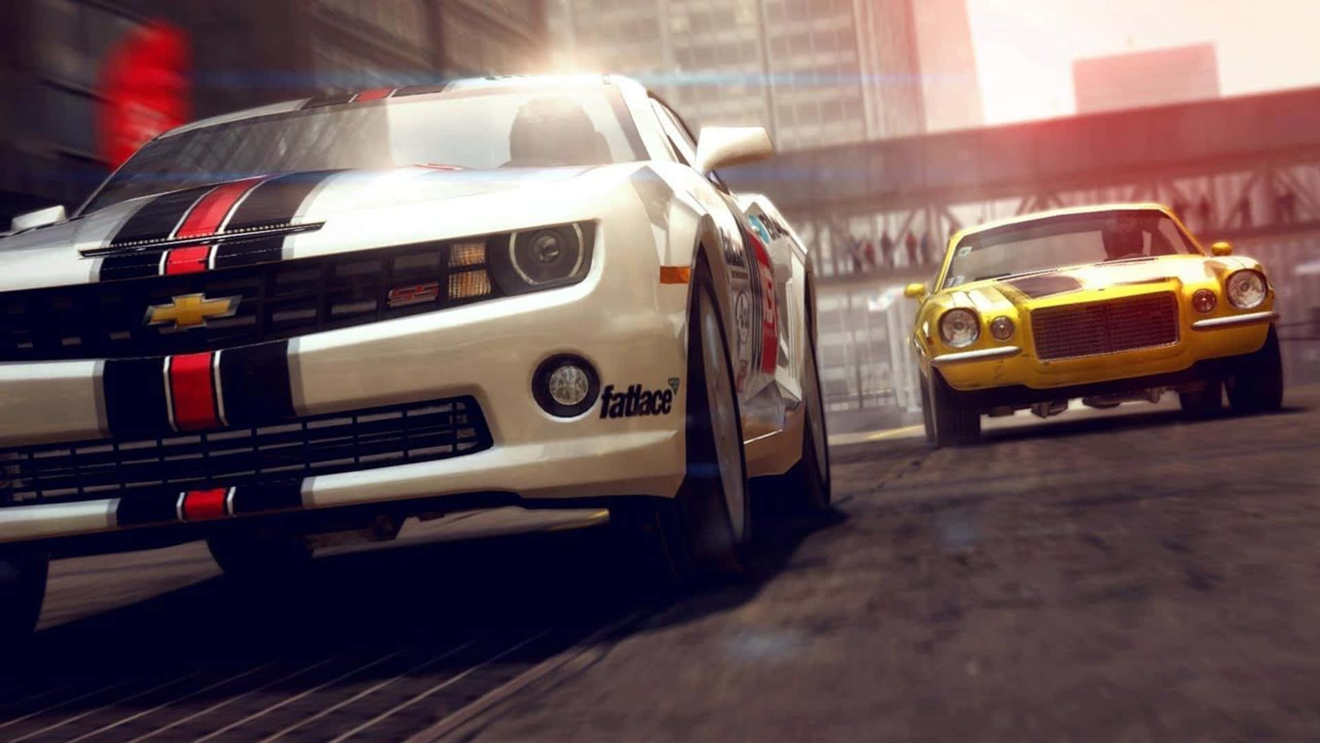 Hd Grid 2 Background White And Yellow Cars Racing