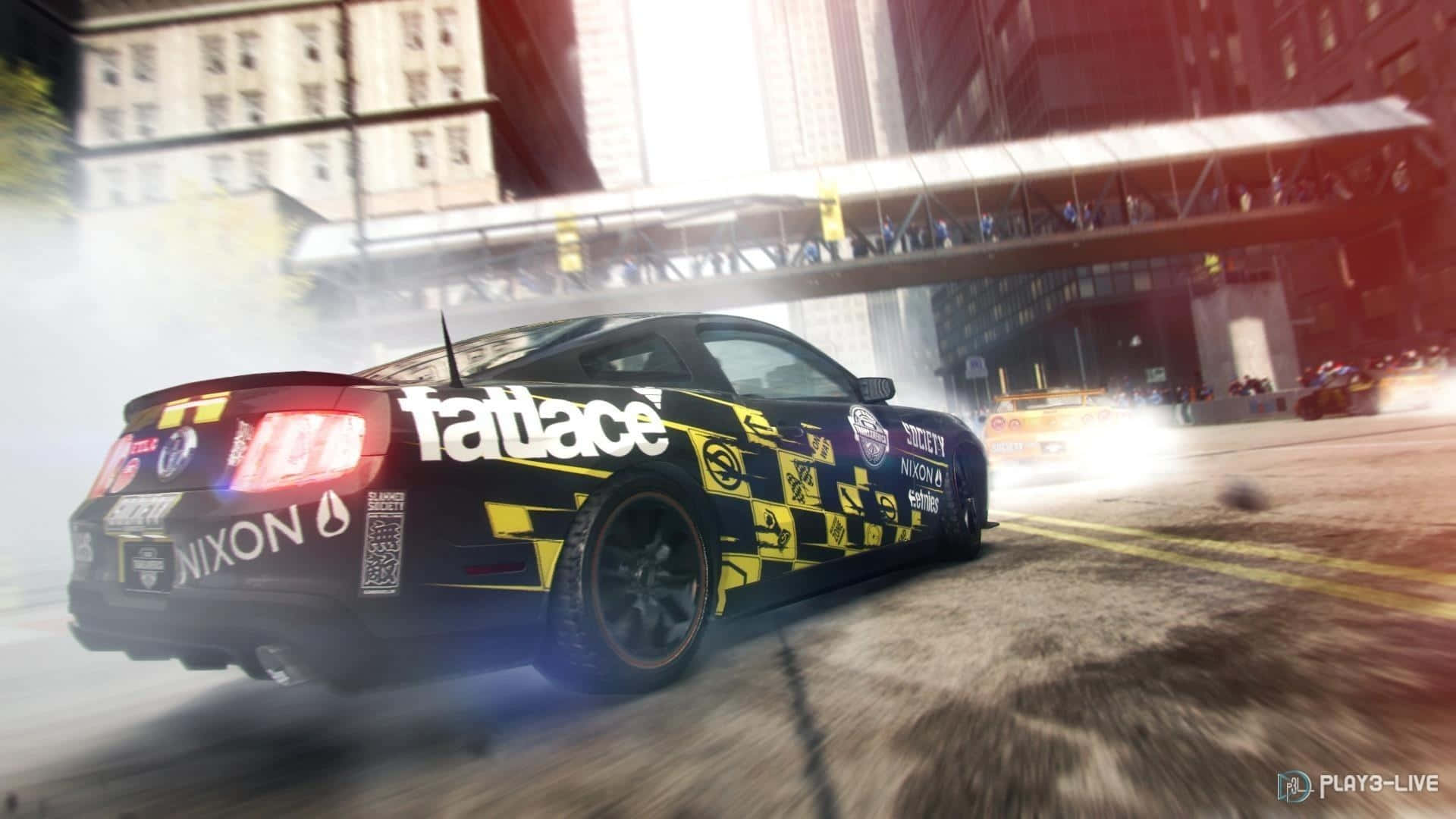 Hd Grid 2 Background Black And Yellow Car Drifting
